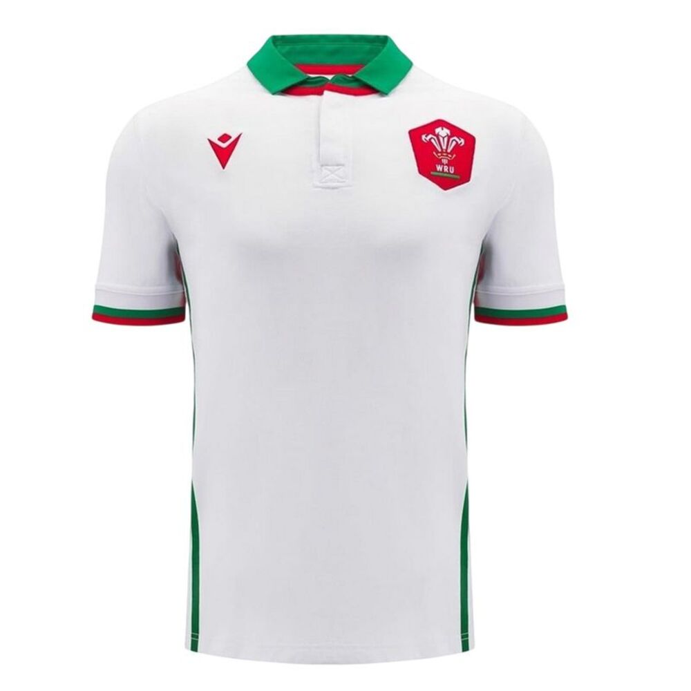 Macron Childrens/Kids 2024 Welsh Rugby Union Away Jersey / White/Green